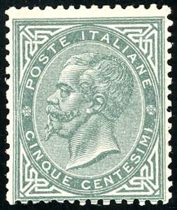1863 - 5 cent. De La Rue, tiratura di Torino ... 