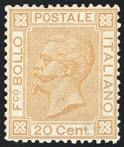 1877 - 20 cent. ocra arancio (28), ... 