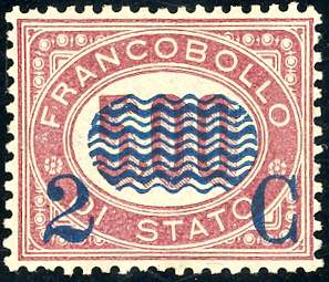 1878 - 2 cent. su 5,00 lire Servizio ... 