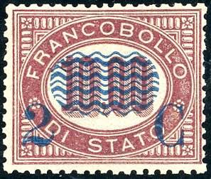 1878 - 2 cent. su 10,00 lire Servizio ... 