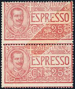 1903 - 25 cent., coppia verticale con stampa ... 