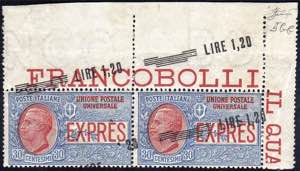 1921 - 1,20 lire su 30 cent., coppia ... 
