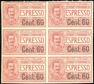 1922 - 60 cent. su 50 cent., non dentellato ... 