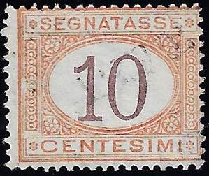 1890 - 10 cent., arancio e cifra bruna ... 