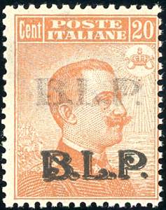 1923 - 20 cent., doppia soprastampa BLP del ... 