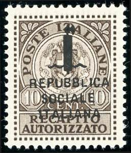 1944 - 10 cent. soprastampato fascetto (3A), ... 