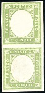1861 - 5 cent. verde giallo, non emesso, ... 