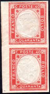 1861 - 40 cent. vermiglio, non emesso (4), ... 