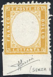 1862 - 80 cent. giallo arancio, SENZA ... 