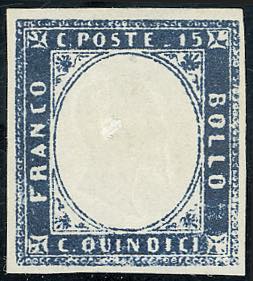 1863 - 15 cent. azzurro grigio scuro tipo ... 