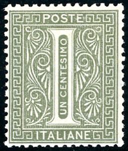 1863 - 1 cent. verde grigio chiaro, De La ... 