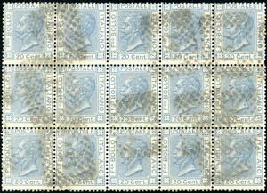 1867 - 20 cent. azzurro, tiratura di Torino ... 