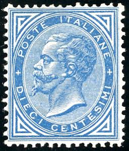1877 - 10 cent. azzurro (27), ottima ... 