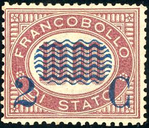 1878 - 2 cent. su 10,00 lire Servizio ... 