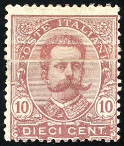 1896 - 10 cent. carminio, stampa su carta ... 
