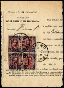 1901 - 5 lire carminio e azzurro Umberto I ... 