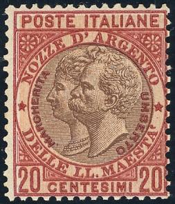 1893 - 20 cent. rosso e bruno Nozze del Re, ... 