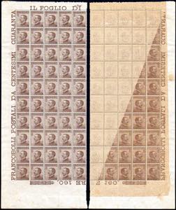 1908 - 40 cent. Michetti, blocco di 50 ... 