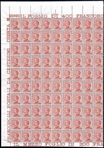 1922 - 30 cent. Michetti (127), blocco di 90 ... 