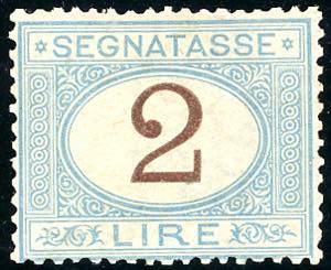 1870 - 2 lire azzurro chiaro e bruno (12), ... 