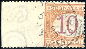 1890 - 10 cent. arancio e carminio, non ... 