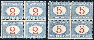 1903 - 2 e 5 lire azzurro e carminio ... 