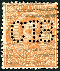 1887 - 20 cent. Umberto I, perforato C.18 ... 