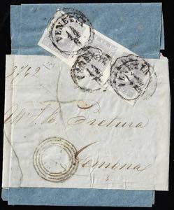 1859 - 1,05 soldi lilla grigio (9), striscia ... 