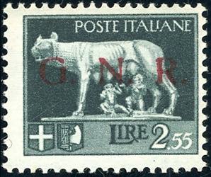 1943 - 2,55 lire, soprastampa G.N.R. ... 