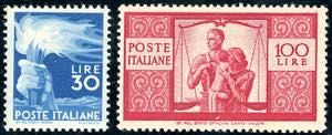 1946 - 30 lire e 100 lire Democratica ... 