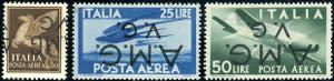 POSTA AEREA 1945/47 - 50 cent., 25 lire, 50 ... 
