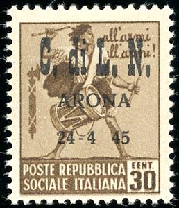 ARONA 1945 - 30 cent. Monumenti Distrutti, ... 