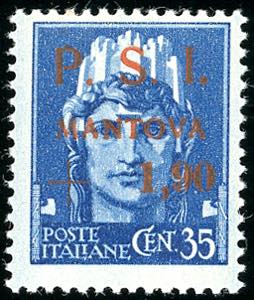 MANTOVA 1945 - 1,90 lire su 35 cent. azzurro ... 