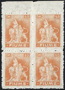 FIUME 1919 - 45 cent. Allegorie e vedute, ... 