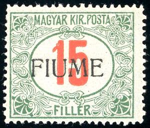 FIUME SEGNATASSE 1918 - 15 f. rosso, ... 