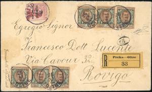 DALMAZIA 1922 - 1 corona su 1 lira, sei ... 