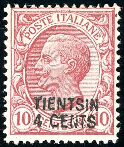 TIENTSIN 1917 - 4 cent. su 10 cent. (2), ... 