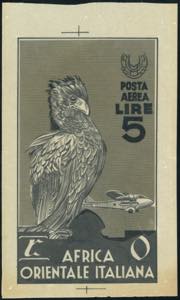 POSTA AEREA 1938 - 5 lire (A9), bozzetto del ... 