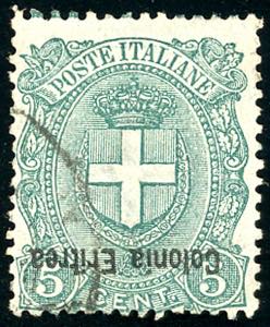 1897 - 5 cent., soprastampa capovolta (14b), ... 