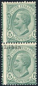 1912 - 5 cent. Leoni, coppia verticale, il ... 