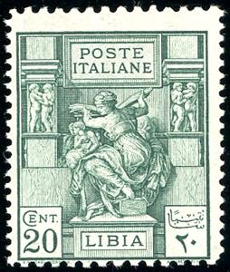 1926 - 20 cent. verde, Sibilla Libica, dent. ... 