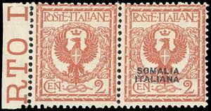 1927 - 2 cent. Floreale, coppia orizzontale ... 