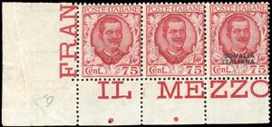 1926 - 75 lire Floreale, striscia ... 