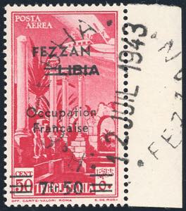 FEZZAN POSTA AEREA 1943 - 7,50 fr. Su 50 ... 