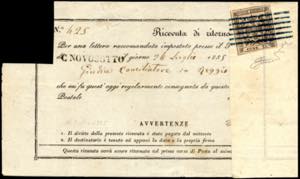 1855 - 25 cent. camoscio chiarissimo rosaceo ... 