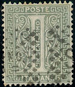 1866 - 1 cent. De La Rue, tiratura di Londra ... 