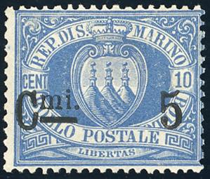 1892 - 5 cent. su 10 cent. oltremare, ... 