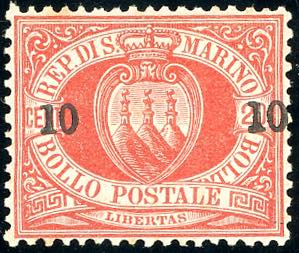 1892 - 10 cent. su 20 cent. (11), ottima ... 