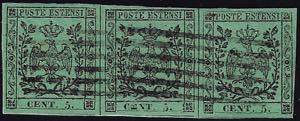 1852 - 5 cent. verde, punto dopo le cifre, ... 
