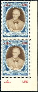 1947 - 4 lire su 2 lire Roosvelt, coppia ... 
